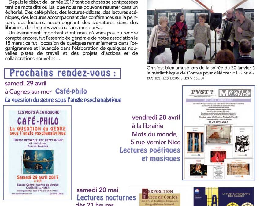 Lettre 38 – Avril 2017