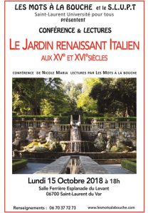 Conférence lecture "Le jardin renaissant" Les mots à la bouche association culturelle