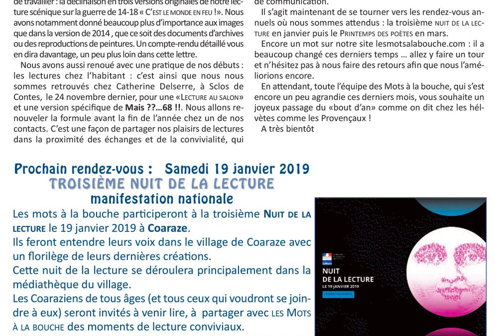 Lettre 44 – Décembre 2018