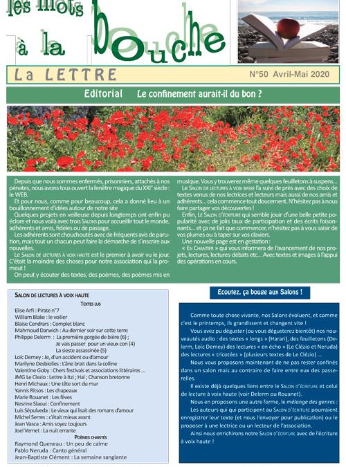 Lettre 50 – Avril/Mai 2020