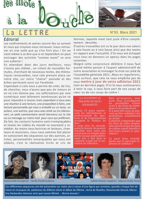 Lettre 53 – Mars 2021