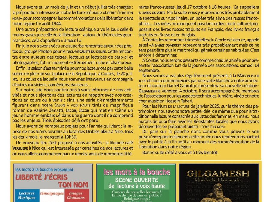 Lettre 64 – Août 2024