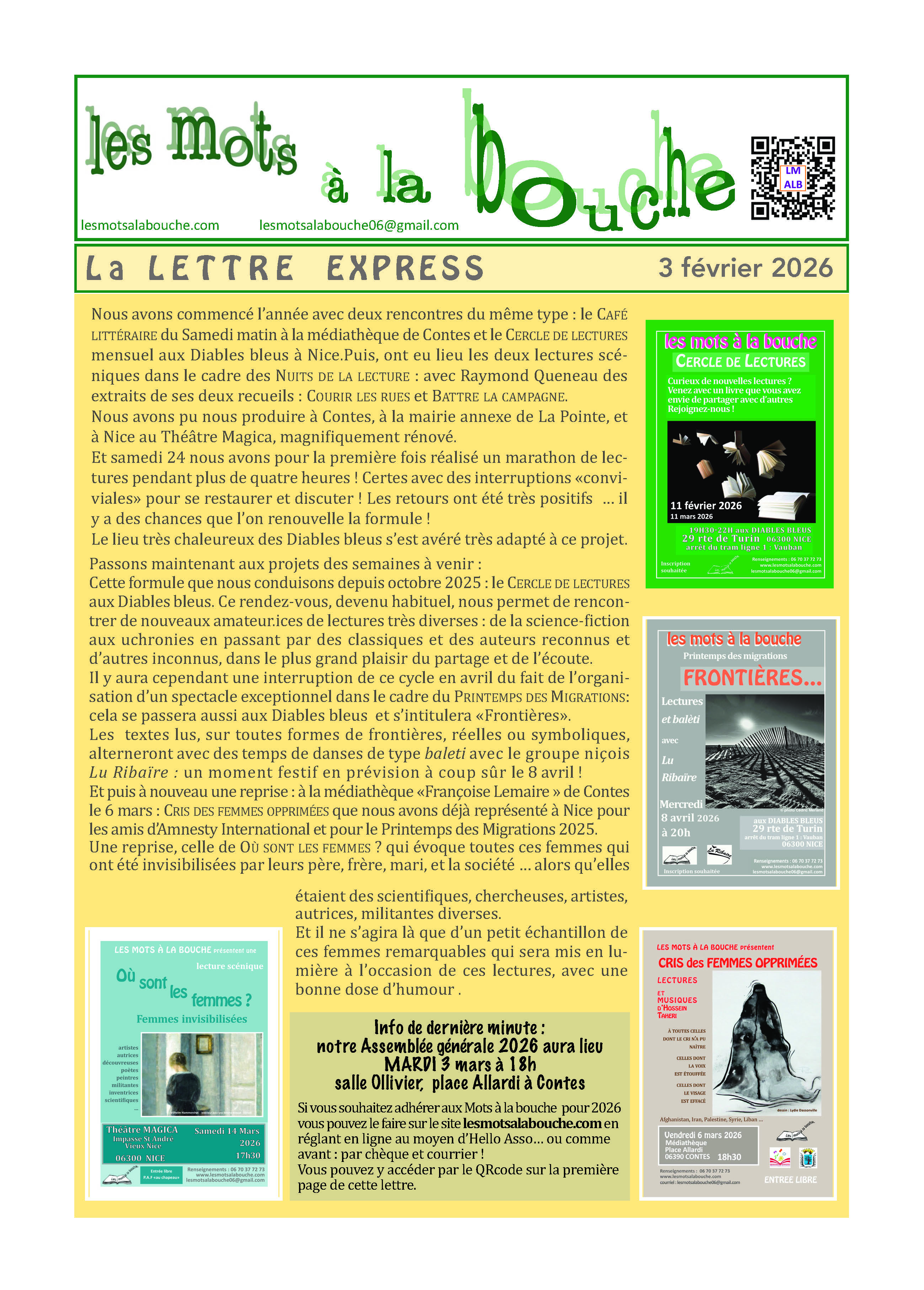 Lettre express informations lectures à voix haute