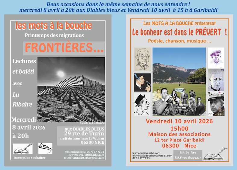 “FRONTIÈRES” Lectures et balèti (Printemps des migrations) et LE BONHEUR EST DANS LE PREVERT